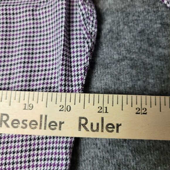 Peter Millar Crown Houndstooth Mens Button Shirt Size M Black Purple Long Sleeve - Picture 9 of 11